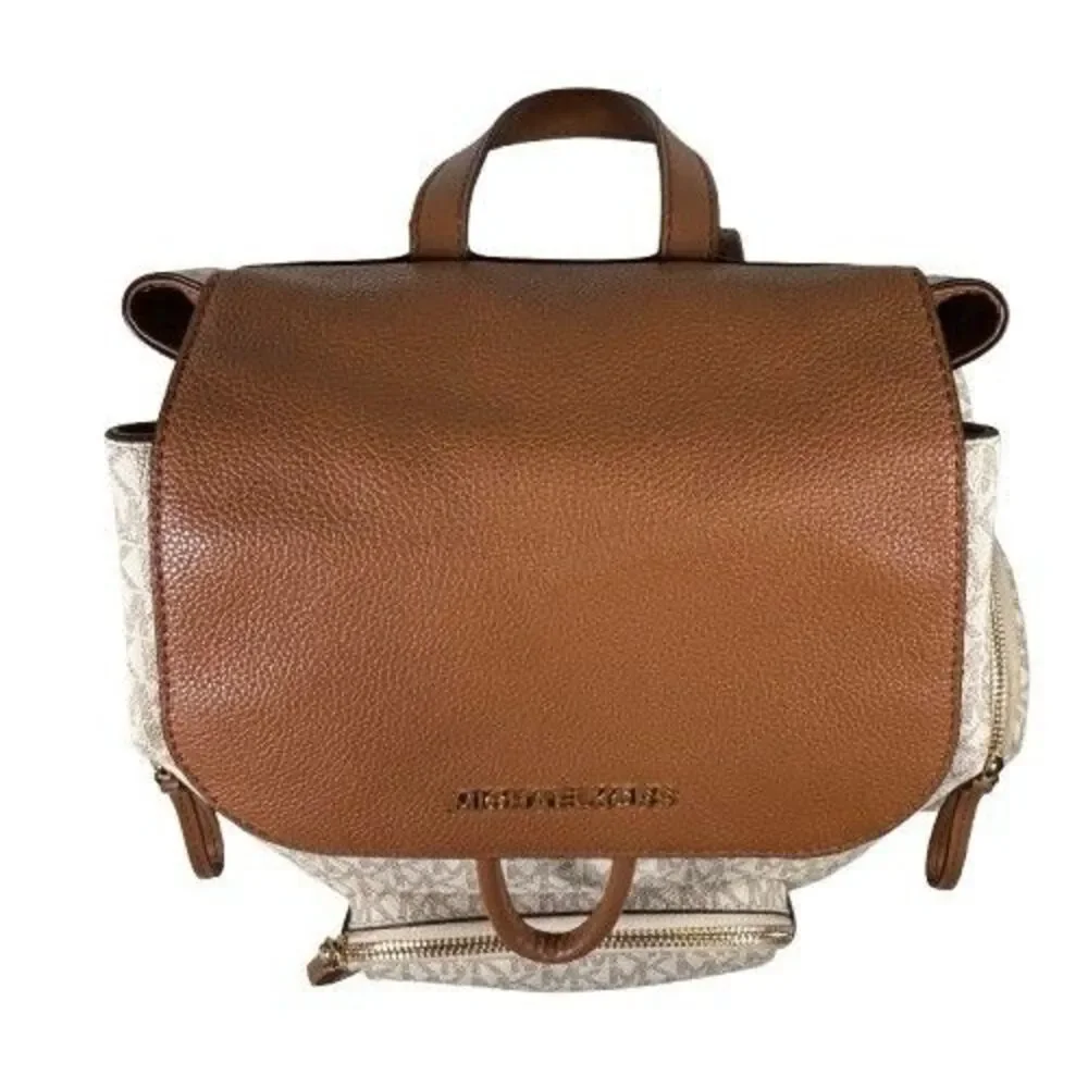 MICHAEL KORS ABBEY Vanilla Large Cargo Signature Backpack Bag 35T9GAYB7B NWOT